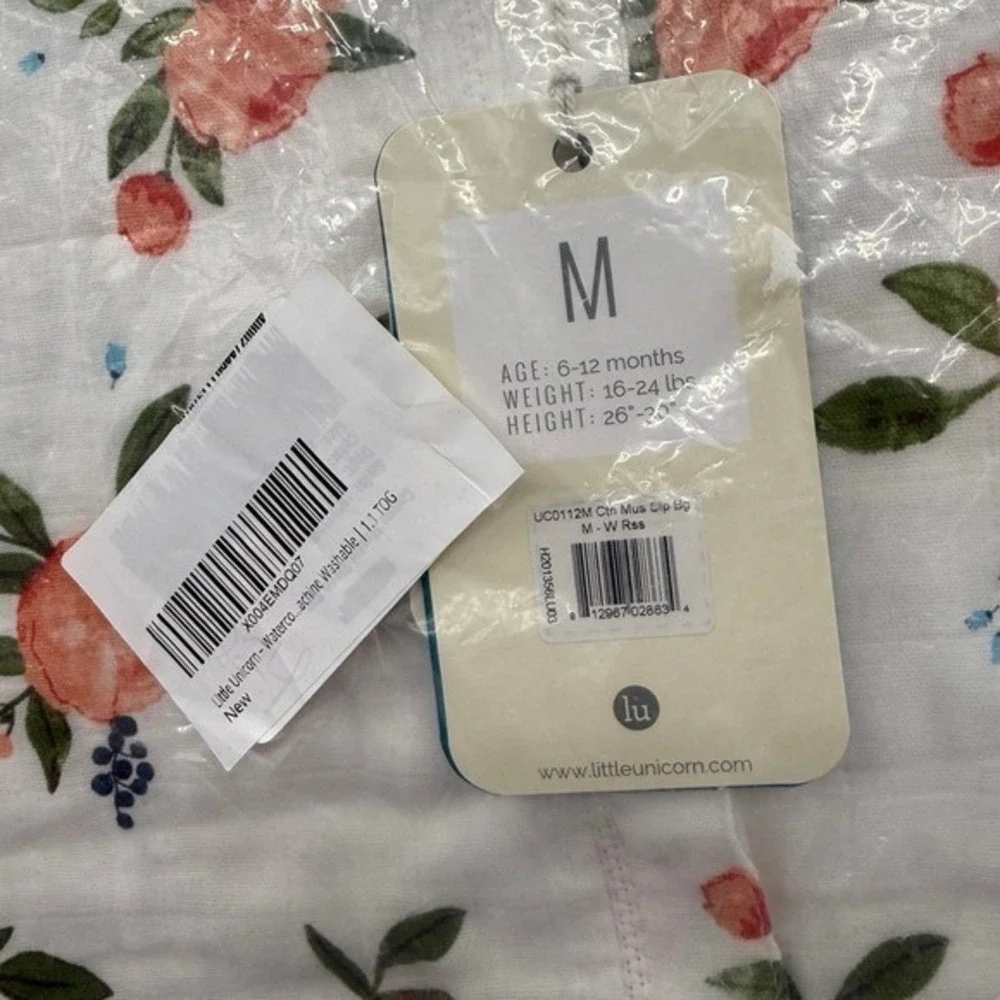 New little unicorn muslin sleep sack roses floral size medium 6-12 months